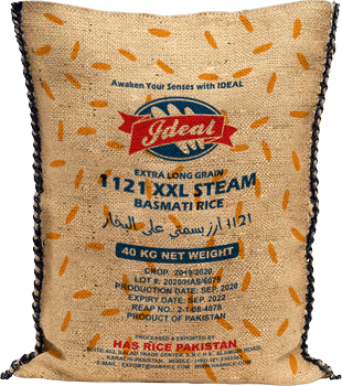 1121 steam basmati rice, 40kg jute bag