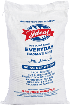 d98 basmati rice, 50kg pp bag